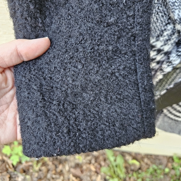 Guess black and white plaid belted wool-blend mid-length coat XXL - Picture 5 of 9